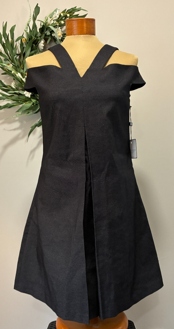 Laundry By Shelli Segal V-Neck Cold Shoulder Women's Black Dress, Size 4, NWT